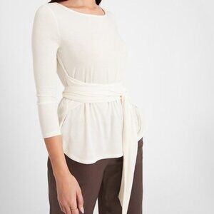 Banana Republic NWT Ivory Tie-Front Top M